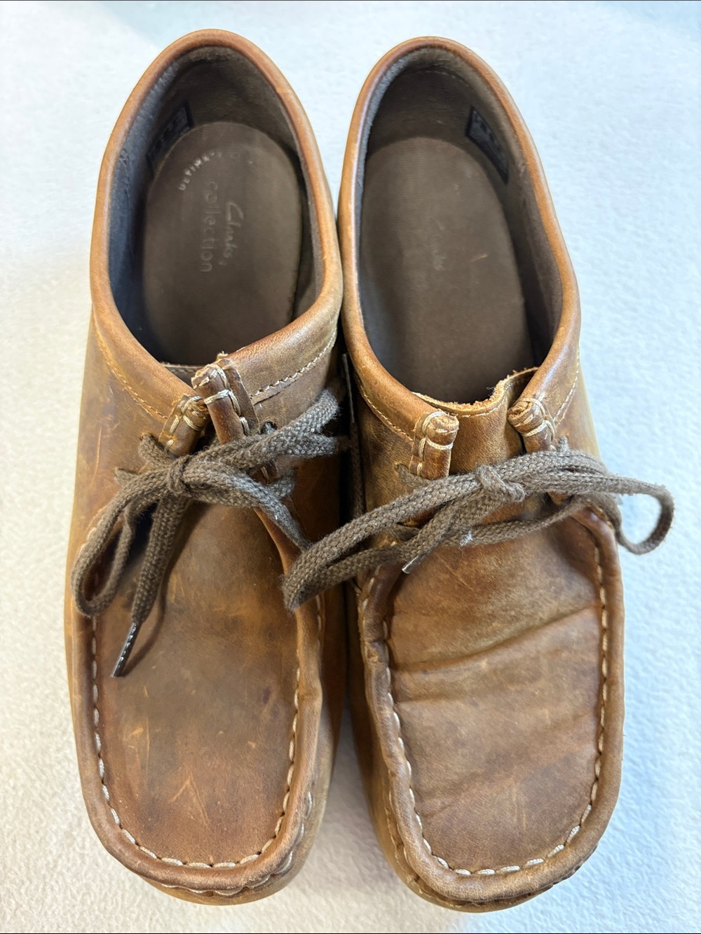 Clarks Tan Brown Leather Moccasin-Style Lace Shoes